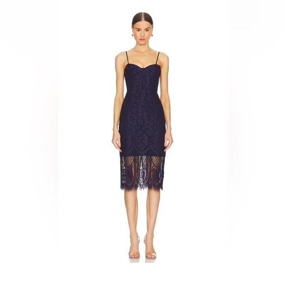 Bardot | Dresses | Bardot Florence Navy Midi Lace Dress | Poshmark
